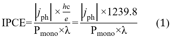 Incident Monochromatic Photon-Electron Conversion Efficiency (IPCE) Calculation Formula